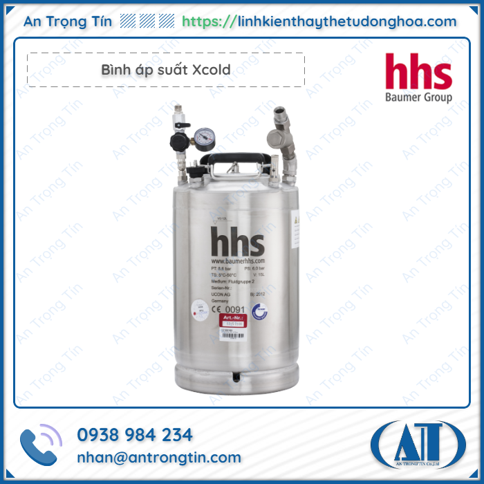 Binh ap suat Xcold DB 15 - Máy phun keo lạnh Baumer hhs - Xcold Bình áp suất Xcold DB-15